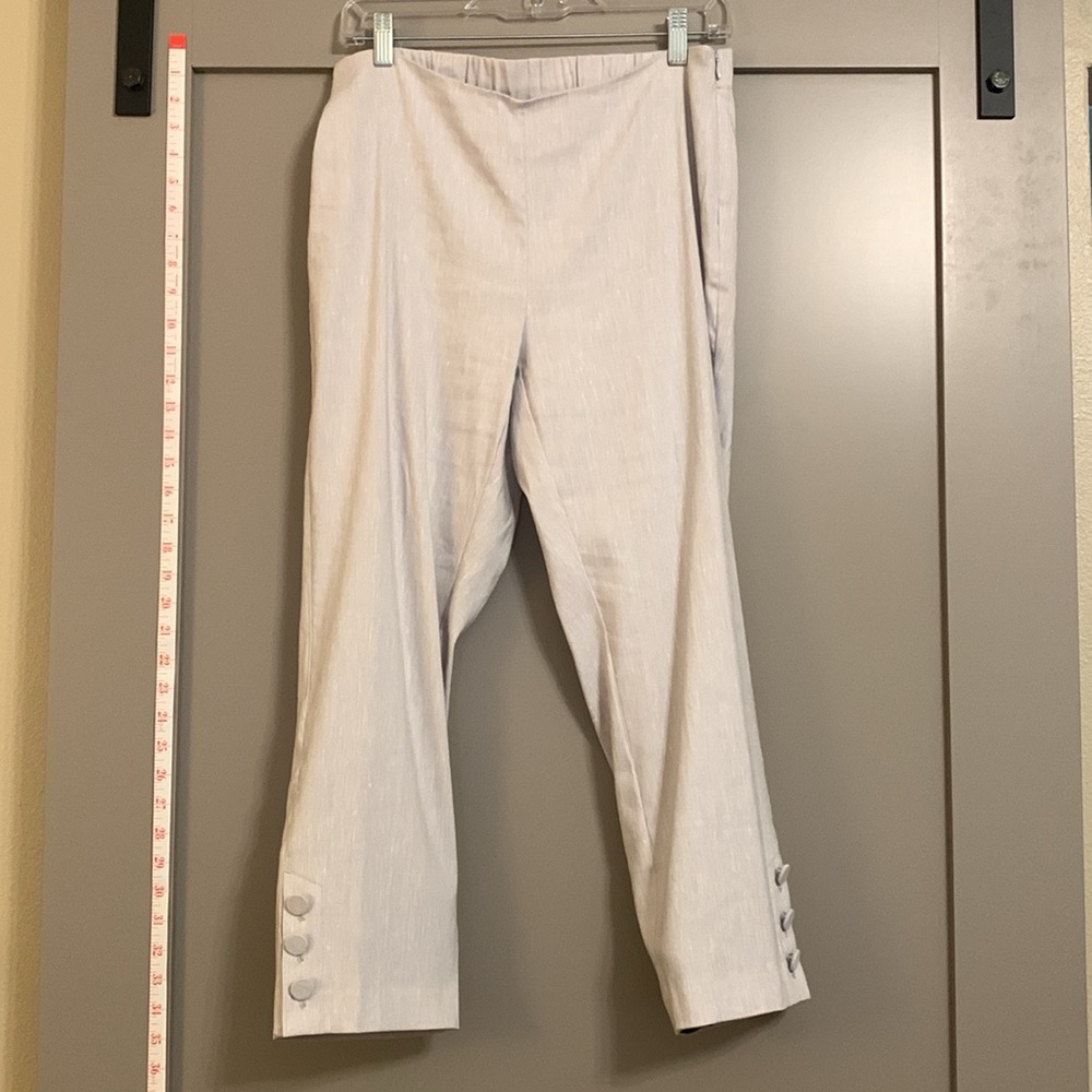 J. Jill Linen Stretch Cream Ankle Pants with Button Detail Small Petite